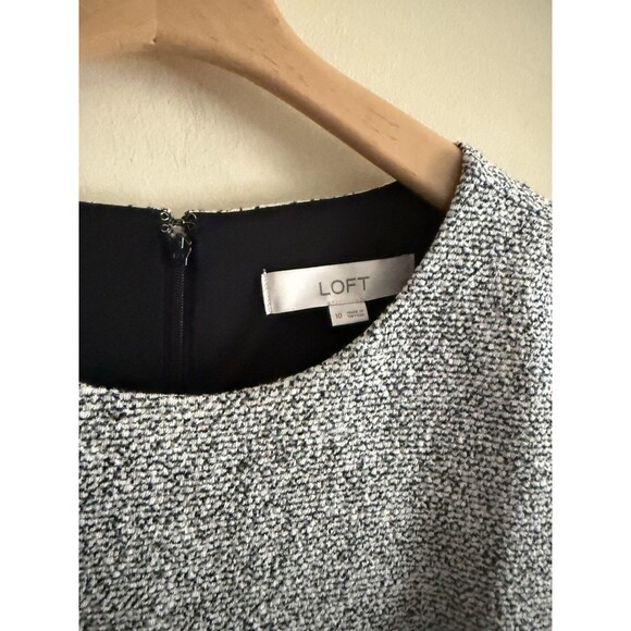 Loft Speckled Tweed Short Sleeve Sheath Dress Gray/Black Size 10 - Picture 3 of 5